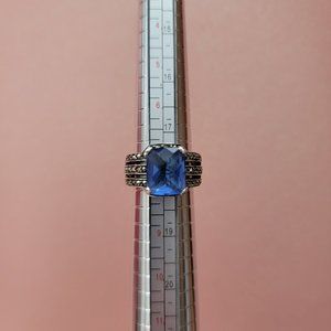 Sterling Silver Blue Gemstone Ring Vintage Solid Silver!